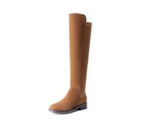 DREAM PAIRS Bottes au-Dessus du Genou pour Femmes Cuissardes Elégante et Confortable Bottines Simple et Pratique,Size 41,Camel-Suede,SDOB2409W