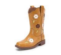 DREAM PAIRS Bottes de cowboy pour filles, bottes d'équitation western mi-mollet pour tout-petit/petit enfant/grand enfant, Camel, 1 Little Kid