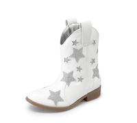 DREAM PAIRS Bottes de cowgirl western mi-mollet pour filles, blanc, 36 2/3 EU