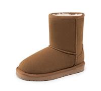 DREAM PAIRS Bottes de Neige pour Enfants Confortable Bottes de Hiver Pratique et Chaude,Size 35,Marron Clair,Shorty-K