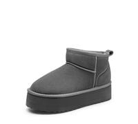 DREAM PAIRS Bottes de Neige pour Femmes Classiques Botte de Hiver Confortable et Chaud Mini-Bottes à Plateforme FuzzyClassic,Size 38.5,Gris,SDSB2427W
