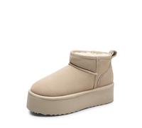 DREAM PAIRS Bottes de Neige pour Femmes Classiques Botte de Hiver Confortable et Chaud Mini-Bottes à Plateforme FuzzyClassic,Size 38.5,Sable,SDSB2427W