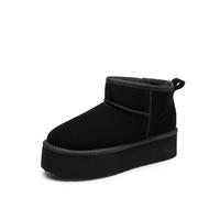 DREAM PAIRS Bottes de Neige pour Femmes Classiques Botte de Hiver Confortable et Chaud Mini-Bottes à Plateforme FuzzyClassic,Size 39,Noir,SDSB2427W