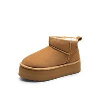 DREAM PAIRS Bottes de Neige pour Femmes Classiques Botte de Hiver Confortable et Chaud Mini-Bottes à Plateforme FuzzyClassic,Size 41.5,Châtaigne,SDSB2427W