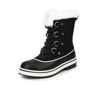 DREAM PAIRS Bottes de Neige pour Femmes Confortable Bottes Hautes de Hiver à Lacet Réglable Bottines Chaude et Durable,Size 40.5,Noir,SDSB2412W