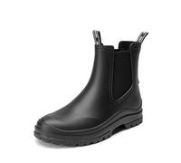 DREAM PAIRS Bottes de Pluie à la Cheville pour Femme Confortables et Elégantes Botte Chelsea Imperméable Chic SDRB2405W-E,Size 37,Noir,SDRB2405W-E