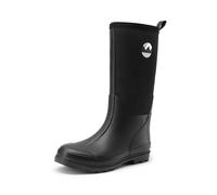 DREAM PAIRS Bottes de Pluie Femme Confortables, Design Bimatière Caoutchouc et Tissu, Faciles à Enfiler, Bottines Chaudes Antidérapantes, Chaussures Jardin Neige Extérieur,Size 38,Noir,DWEMRB2506