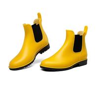 DREAM PAIRS Bottes de Pluie Femme Courtes Confortables Bottines Chelsea Femme Imperméables Légères Antidérapantes Chaussures Femme Jardin Ville,Size 37,Jaune,SDRB2201W-E
