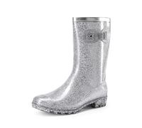 DREAM PAIRS Bottes de Pluie Mi-Mollet sans Couture pour Femmes Imperméables Bottes Wellington Antidérapantes et Confortables,Size 39,Argent,DWEMRB2507