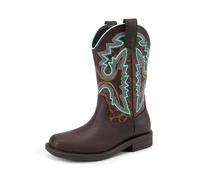 DREAM PAIRS Bottes d'équitation western à bout carré pour garçons et filles, Marron/léopard, 8 Toddler