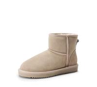 DREAM PAIRS Bottes Femme Hiver Chaudes en Daim Véritable Confortables Antidérapantes avec Semelle Mémoire et Doublure en Fausse Fourrure pour Ville et Quotidien,Size 41.5,Sable,SDSB2432W