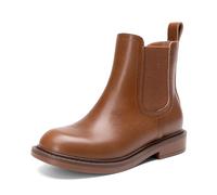DREAM PAIRS Bottes Fille à Fermeture Éclair Côté Bottines Chelsea Mode Confortables Chaussures Enfant pour École et Loisirs,Size 35,Bronzer,KKUMAB2501