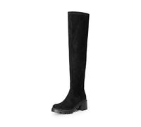DREAM PAIRS Bottes Hautes à Talon pour Femmes Tendance Bottes Au-Dessus du Genou Confortable,Size 36.5,Suède-Noir,SDOB2406W