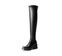 DREAM PAIRS Bottes Hautes à Talon pour Femmes Tendance Bottes Au-Dessus du Genou Confortable,Size 41.5,Noir-PU,SDOB2406W