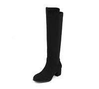 DREAM PAIRS Bottes Hautes pour Femmes Confortable et Résistante Bottines à Talon Bloc avec Boucle Réglable,Size 40.5,Noir,Jennifer-3