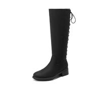 DREAM PAIRS Bottes pour Femmes à la Mode Classique Cuissardes Antidérapantes Bottes à Lacets Confortable et Durable,Size 41.5,Noir-Nubuck,SDKB2423W