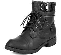 Dream Pairs Bottes pour Femmes Bottines à Lacets avec Fermeture Eclair Confortable,Size 38.5,Noir,PEAKK