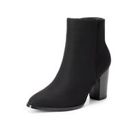 DREAM PAIRS Bottine Femme avec Talon Bloc Haut Élégante Bottes de Cheville Confortable,Size 38.5,Suède/Noir,ANITA