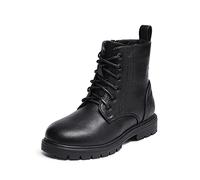 DREAM PAIRS Bottine Fille Chaudes et Confortables, Bottes Enfant Antidérapantes avec Fermeture Éclair Latérale, Chaussures à la Mode,Size 37.5,Noir/PU,KBO211