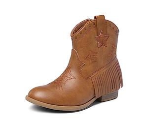 DREAM PAIRS Bottines Coyboy Fille Bottes Western Style Cowboy, Chaussures Enfant Confortables,Size 28.5,Chameau,SDBO2302K