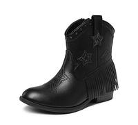 DREAM PAIRS Bottines Coyboy Fille Bottes Western Style Cowboy, Chaussures Enfant Confortables,Size 36,Noir,SDBO2302K