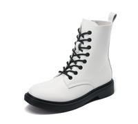 DREAM PAIRS Bottines Femme à Lacets avec Fermeture Éclair Bottes de Style Combat Confortables et Antidérapantes pour Usage Quotidien,Size 41,Blanc,DWUMAB2539