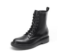 DREAM PAIRS Bottines Femme à Lacets avec Fermeture Éclair Bottes de Style Combat Confortables et Antidérapantes pour Usage Quotidien,Size 41,Black-Matte,DWUMAB2539