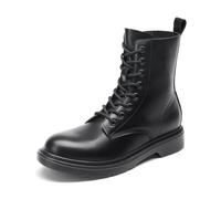 DREAM PAIRS Bottines Femme à Lacets avec Fermeture Éclair Bottes de Style Combat Confortables et Antidérapantes pour Usage Quotidien,Size 40,Noir-PU,DWUMAB2539
