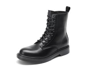 DREAM PAIRS Bottines Femme à Lacets avec Fermeture Éclair Bottes de Style Combat Confortables et Antidérapantes pour Usage Quotidien,Size 36.5,Noir-Pu,DWUMAB2539