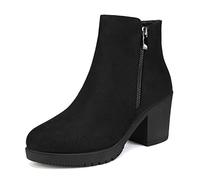 DREAM PAIRS Bottines Femme Confortables à Talon Large avec Fermeture Éclair Mode et Stables,Size 41,Noir Foncé,Z0EY-2