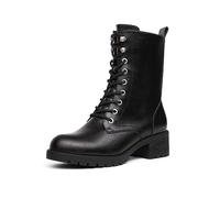 DREAM PAIRS Bottines Femme Mi-Mollet Mode avec Fermeture éclair pour Femme Confortable Bottes à Lacets,Size 38,Noir,DMB214-E