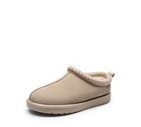 DREAM PAIRS Chaussons Femme en Daim avec Doublure Chaude en Fausse Fourrure, Pantoufles Hiver à Enfiler avec Soutien de Voûte et Semelle Antidérapante pour Intérieur Extérieur,Size 40,Sable