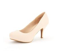 DREAM PAIRS Chaussures à Talons Hauts et Fins avec Plateforme Escarpins Classiques à Bout Rond TIFFANNY,Size 38,Nue/Nubuck,TIFFANNY