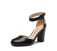 DREAM PAIRS Chaussures à Talons Hauts pour Femmes Escarpins Elégants avec Bride à la Cheville pour Mariages et Fêtes Noir/PU Angela Taille 40