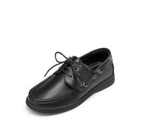 DREAM PAIRS Chaussures de bateau pour garçon, chaussures de loisirs scolaires (tout-petit/tout-petit/écolière), Tout noir, 31 EU