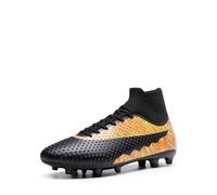 DREAM PAIRS Chaussures de Football pour Hommes Crampons à Lacets Confortable et Durable Chaussures d'entraînement Professionnel,Size 42,Noir/Orange,SDSS2401M