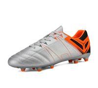 Dream Pairs Chaussures de Football pour Hommes Crampons Crampons Jugen Chaussures d'entraînement Professionnel Sport Football en Plein air, Argent Orange Noir E, 40 EU