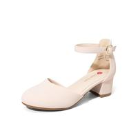 DREAM PAIRS Chaussures Fille Princesse Confortables, Ballerines et Escarpins à Talon Bas, Chaussures de Cérémonie Enfant pour Mariage, Fête, Bal, Soirée, Flower Girl,Size 32,Nu,SKPU26001K