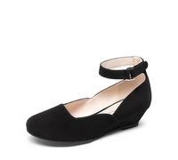 DREAM PAIRS Chaussures habillées pour filles, talons compensés, sangle de cheville, pompe de fête de mariage pour tout-petits, petits et grands enfants, Noir/blanc, 2 Little Kid