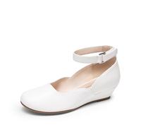 DREAM PAIRS Chaussures habillées pour filles, talons compensés, sangle de cheville, pompe de fête de mariage pour tout-petits, petits et grands enfants, Blanc, 13 Little Kid