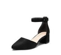 DREAM PAIRS Escarpins Femme Classique à Talon Bloc Antidérapante TPR Chaussures Tendance Polyvalents pour Mariage Voyage,Size 38,Suède-Noir,SDPU2438W-E
