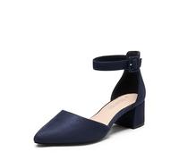 DREAM PAIRS Escarpins Femme Classique à Talon Bloc Antidérapante TPR Chaussures Tendance Polyvalents pour Mariage Voyage,Size 38,Marine-Daim,SDPU2438W-E