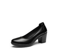 DREAM PAIRS Escarpins Femme Confort Petit Talon Bout Rond Chaussures Bureau Élégantes Antidérapantes Escarpins Classiques pour Travail Mariage Soirée,Size 39 (Largeur Large),Noir