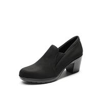 DREAM PAIRS Escarpins Femme Confort Talon Bloc Épais Bout Rond Chaussures de Travail Classiques Slip-on Élégantes,Size 42,Suède-Noir,DPU214-E