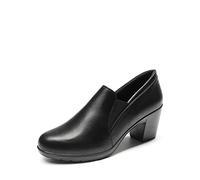 DREAM PAIRS Escarpins Femme Confort Talon Bloc Épais Bout Rond Chaussures de Travail Classiques Slip-on Élégantes,Size 37,Noir,DPU214-E