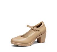 DREAM PAIRS Escarpins Femme Mary Jane Chaussures à Talon Haut Classiques Escarpin à Bout Rond Confortable,Size 39,Nu,SDPU2231W-E