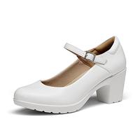 DREAM PAIRS Escarpins Femme Mary Jane Chaussures à Talon Haut Classiques Escarpin à Bout Rond Confortable,Size 38,Blanc,SDPU2231W-E
