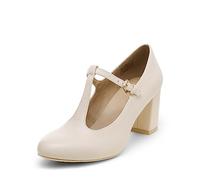 DREAM PAIRS Escarpins Femme Mary Jane Polyvalents et Elégants Chaussure à Talon avec la Bride en T,Size 39,Nue/PU,DPU211