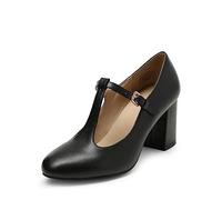 DREAM PAIRS Escarpins Femme Mary Jane Polyvalents et Elégants Chaussure à Talon avec la Bride en T,Size 41,Noir/PU,DPU211