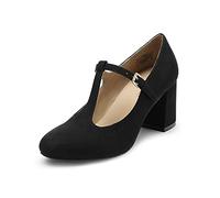 DREAM PAIRS Escarpins Femme Mary Jane Polyvalents et Elégants Chaussure à Talon avec la Bride en T,Size 39,Noir,DPU211